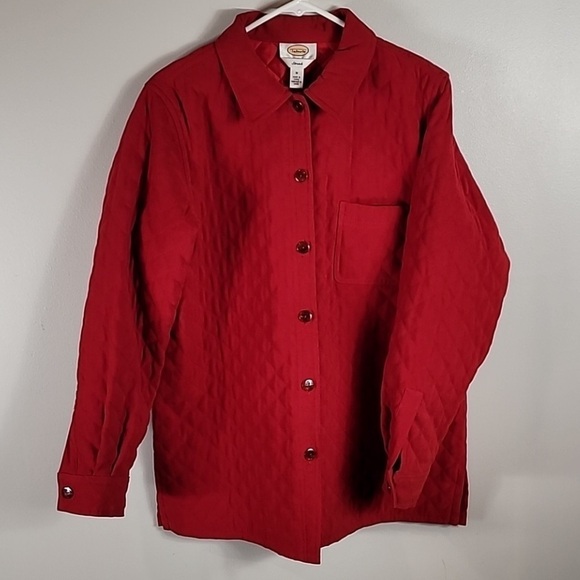 Talbots Quilted Red Button Down Jacket Chore Barn Coat - Picture 1 of 9